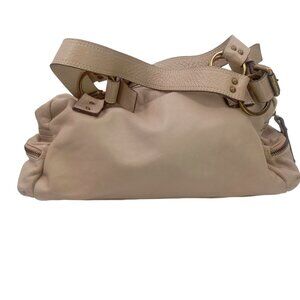 Toscani Tan Leather Shoulder Bag Purse Italy Zip Pockets Italy Slouch Hobo